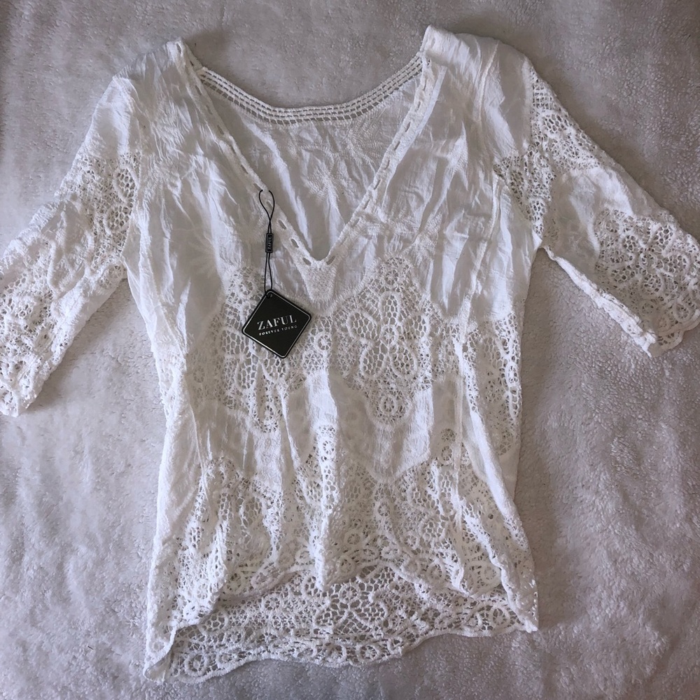 Zaful Crochet Plunge Beach Cover-Up Dress